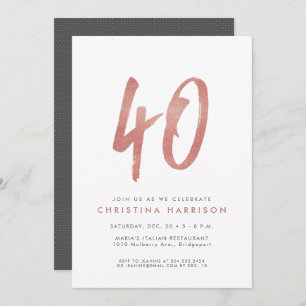 Invitation Parties scintillant rose or 40e anniversaire invit