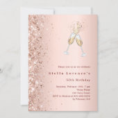 Invitation parties scintillant rose or applaudissent annivers (Devant)