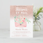 Invitation parties scintillant rose or baby shower floral par (Debout devant)