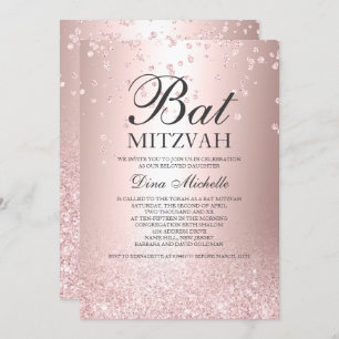 Invitation parties scintillant rose or Bat mitzvah brillant m