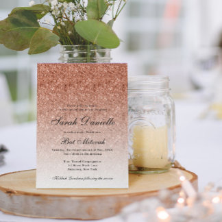 Invitation Parties scintillant rose or Bat mitzvah Glam