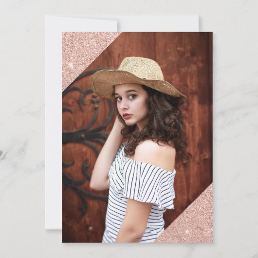 Invitation parties scintillant rose or bleu rose photo sweet (Dos)