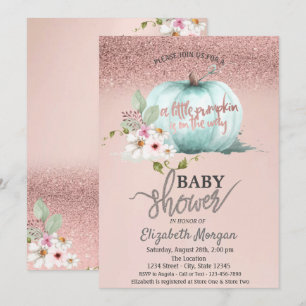 Invitation Parties scintillant rose or Bokeh, Baby shower Cit