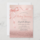Invitation Parties scintillant rose or Bokeh, Baby shower de (Devant)