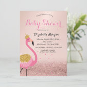 Invitation Parties scintillant rose or Bokeh, Baby shower Fla (Debout devant)
