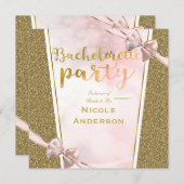 Invitation Parties scintillant rose or Bow Sparkle Bacheloret (Devant / Derrière)