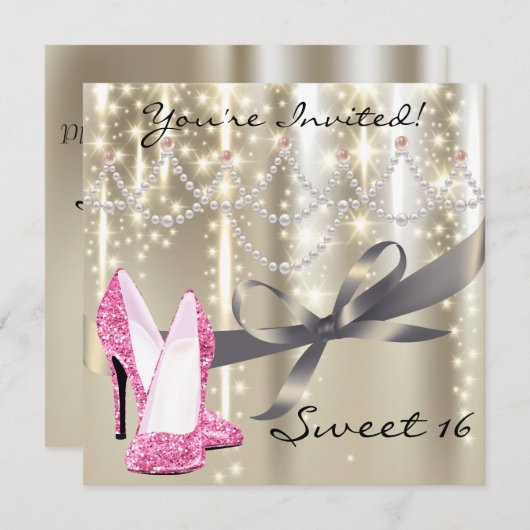 Invitation Parties scintillant rose or brillant Chaussures Sw (Devant / Derrière)
