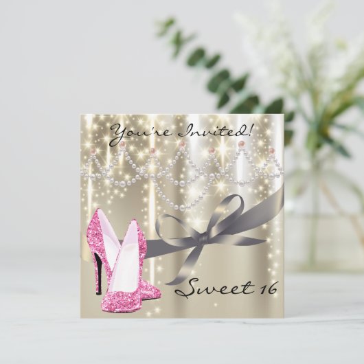 Invitation Parties scintillant rose or brillant Chaussures Sw (Debout devant)