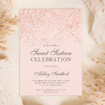 Invitation parties scintillant rose or brille sweet sixteen r<br><div class="desc">Une douche à parties scintillant en or rose moderne,  assez chic et élégante,  sombre avec bloc de couleur rose pastel Sweet 16 anniversaire invitation à la fête.</div>