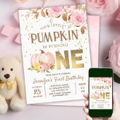 Invitation Parties scintillant rose or Citrouille Floral Girl