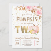 Invitation Parties scintillant rose or Citrouille Floral Girl (Devant)