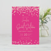 Invitation Parties scintillant rose or Confetti Sweet 16 Hot  (Debout devant)