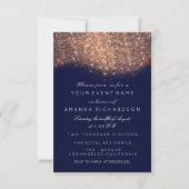 Invitation Parties scintillant Rose or cuivre bleu marine bla (Devant)