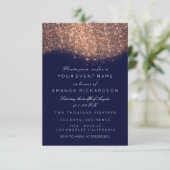 Invitation Parties scintillant Rose or cuivre bleu marine bla (Debout devant)