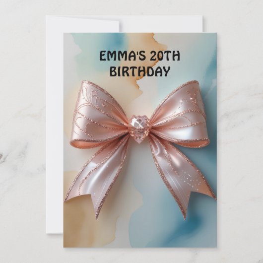 Invitation parties scintillant rose or diamant arc anniversai (Devant)