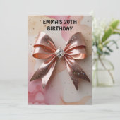 Invitation parties scintillant rose or diamant arc anniversai (Debout devant)