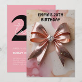 Invitation parties scintillant rose or diamant arc anniversai (Devant / Derrière)