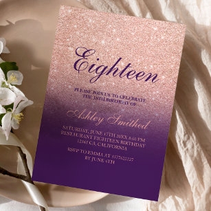 Invitation parties scintillant rose or élégant violet chic 18