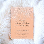 Invitation parties scintillant rose or étincelle sweet sixtee<br><div class="desc">Une douche à parties scintillant en or rose moderne,  assez chic et élégante ombre avec bloc couleur pêche Sweet 16 anniversaire invitation à la fête.</div>
