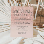 Invitation parties scintillant rose or faux rose ombre 40e an<br><div class="desc">Une parties scintillant d'or fausse rose moderne,  originale et simple,  à l'ombre d'une invitation de 40e anniversaire sur un arrière - plan rose vif entièrement personnalisable. Quarantième !</div>