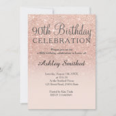 Invitation parties scintillant rose or faux rose ombre 90e an (Devant)