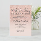 Invitation parties scintillant rose or faux rose ombre 90e an (Debout devant)