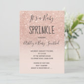 Invitation parties scintillant rose or faux rose ombre bébé s (Debout devant)