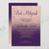 Invitation parties scintillant rose or faux  violet ombre Bat (Devant / Derrière)