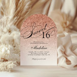 Invitation Parties scintillant rose or glam Arched Sweet 16 I<br><div class="desc">Cette belle invitation comporte une parties scintillant d'or faux rose et votre texte personnalisé. Utilisez le formulaire modèle pour ajouter vos informations. Modifiez la police ou ajoutez du texte à l'aide de la fonction Personnaliser It.</div>