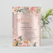 Invitation Parties scintillant  Rose or hauts talons Rose dou (Debout devant)