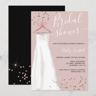 Invitation parties scintillant Rose or mariage robe chic douc