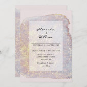 Invitation Parties scintillant rose or moderne Pastel violet (Devant / Derrière)