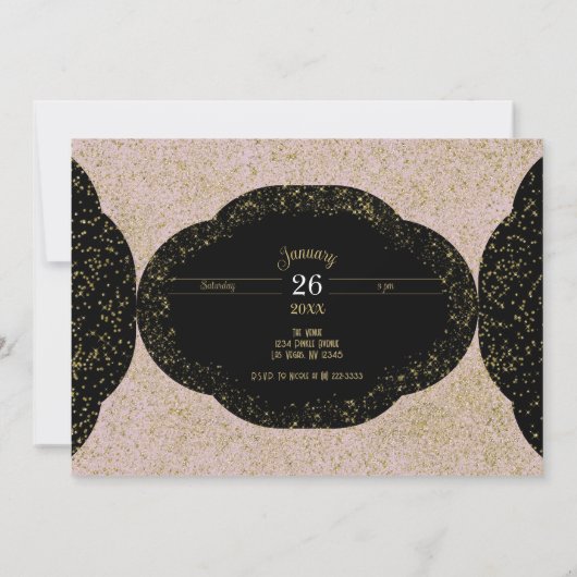 Invitation Parties scintillant rose or noir étoile doux 16 An (Dos)