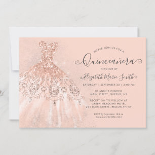 Invitation Parties scintillant Rose Or Robe Rose Blush Quince