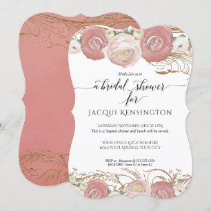 Invitation Parties scintillant rose or rose blanc Fête des ma