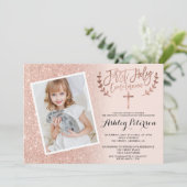 Invitation parties scintillant rose or rose ombre première co (Debout devant)