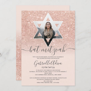 Invitation parties scintillant rose or rose pâle étoile bat m