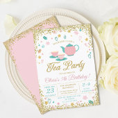 Invitation Parties scintillant rose or Tea Party filles Anniv