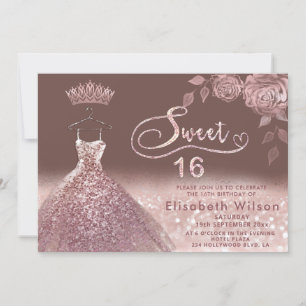 Invitation parties scintillant rose paillettes robe or rose