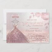 Invitation parties scintillant rose paillettes robe or rose Q (Devant)
