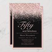 Invitation Parties scintillant rose pâle 50 et Fabuleux anniv (Devant / Derrière)
