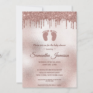 Invitation Parties scintillant rose pâle Baby shower pour fil