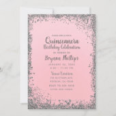 Invitation Parties scintillant rose pâle et argent Couronne Q (Devant)