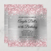 Invitation Parties scintillant rose pâle Monogramme à huile b (Devant / Derrière)