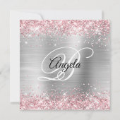 Invitation Parties scintillant rose pâle Monogramme à huile b (Dos)