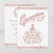 Invitation Parties scintillant rose pâle Quinceañera 15 Crown (Devant / Derrière)