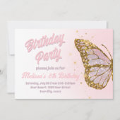 Invitation Parties scintillant rose papillon design Anniversa (Devant)