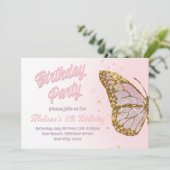 Invitation Parties scintillant rose papillon design Anniversa (Debout devant)