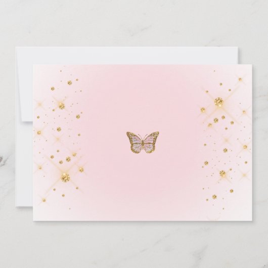 Invitation Parties scintillant rose papillon design Anniversa (Dos)