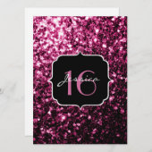 Invitation Parties scintillant rose pétille doux 16 Invitatio (Devant / Derrière)